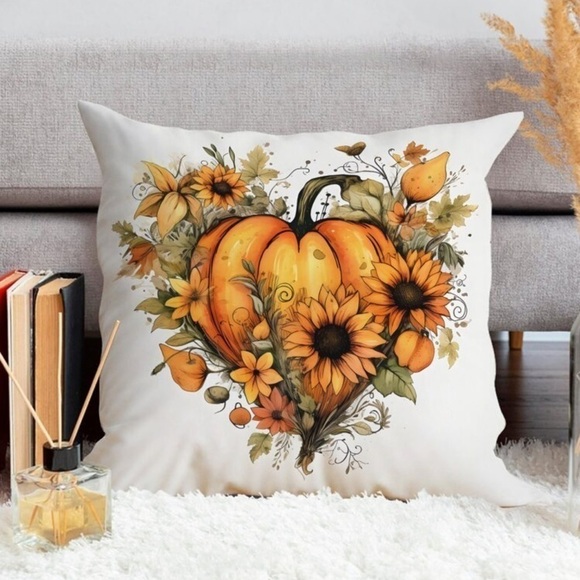 PUMPKIN FLORAL Pillow Cover - Picture 2 of 4